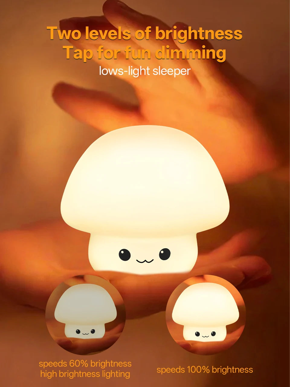 Cute Pear Night Light 7-Color Dimmable Touch-Controlled Night Light Silicone Stress Reducing Pat Duck Lamp USB Rechargeable