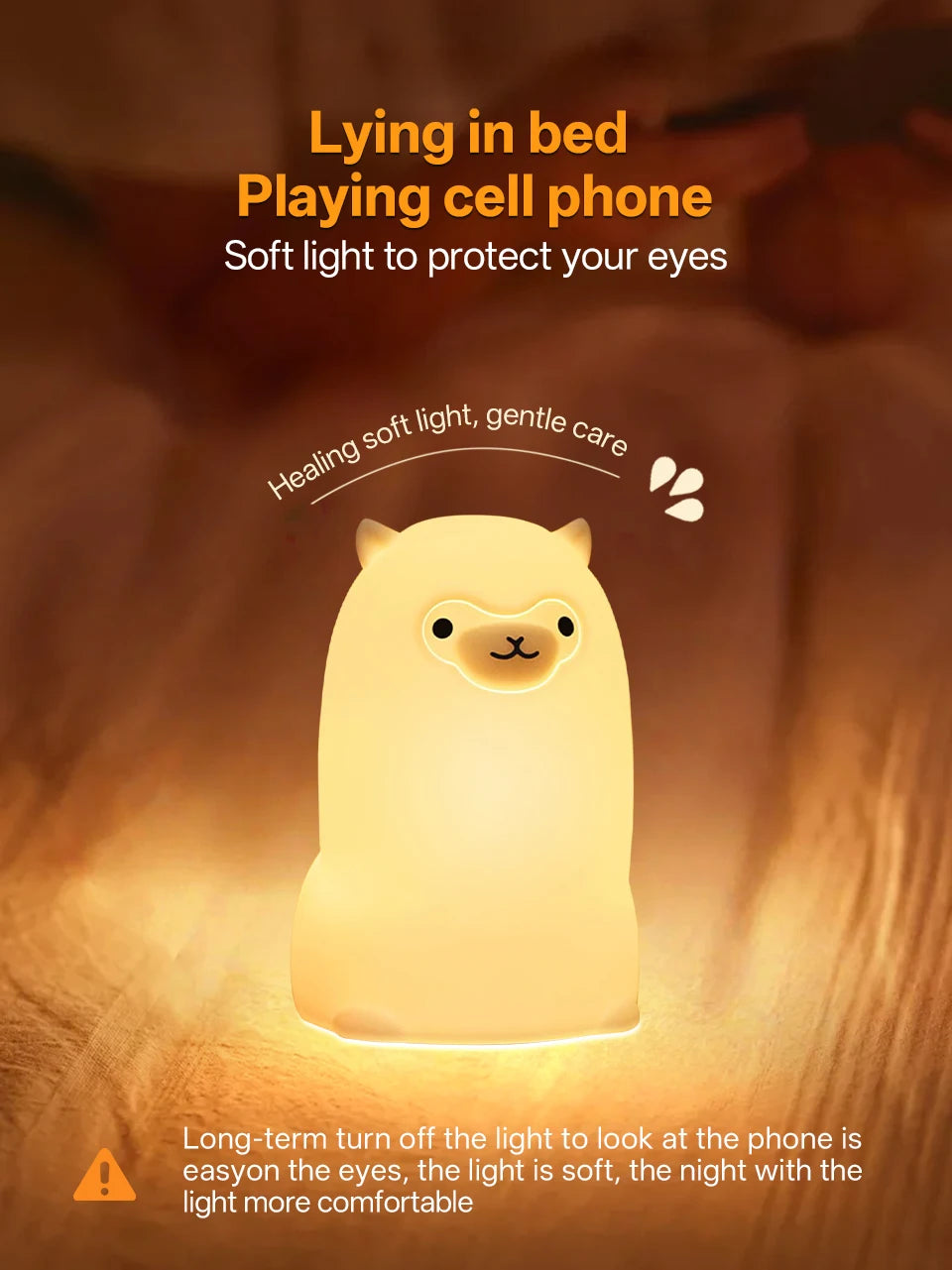 Cute Pear Night Light 7-Color Dimmable Touch-Controlled Night Light Silicone Stress Reducing Pat Duck Lamp USB Rechargeable