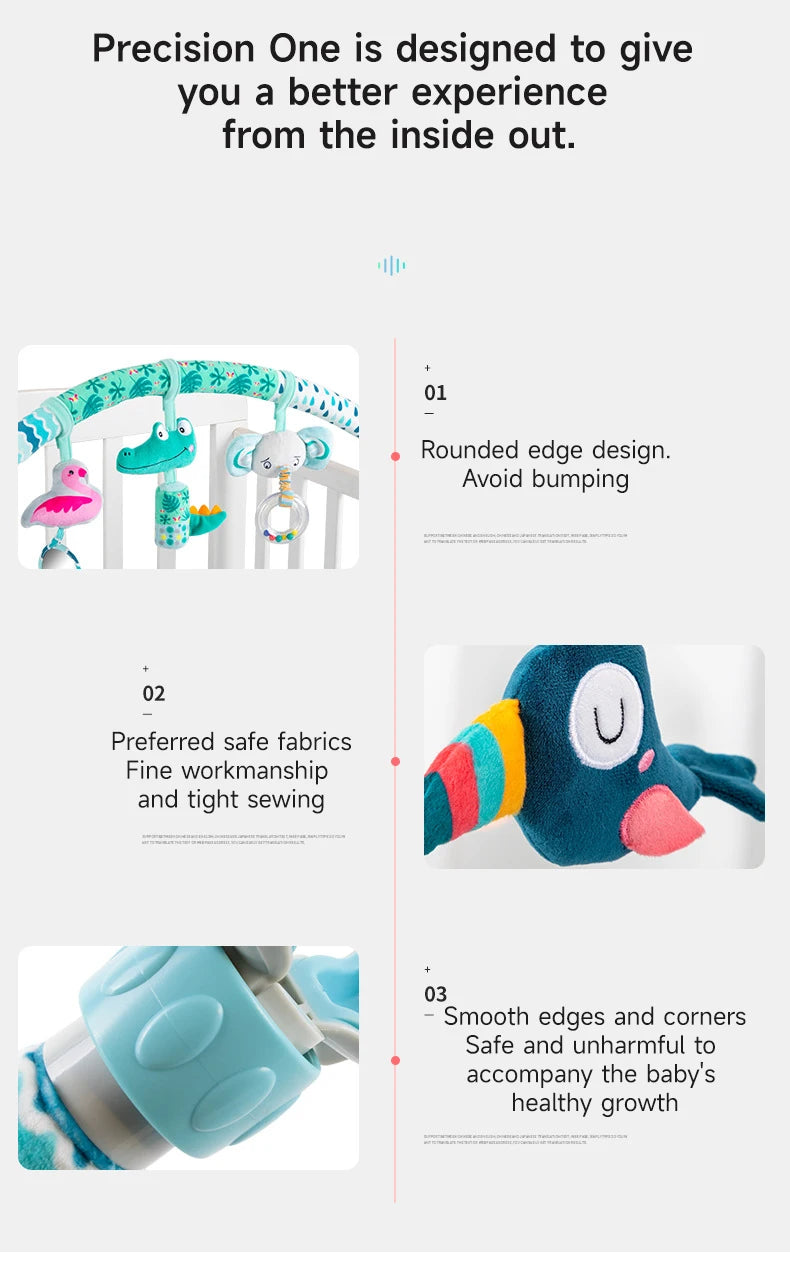 Baby Stroller Arch Toys Adjustable Clip Crib Mobile Hanging Bed Bell Baby Rattle Toy Sensory Development Baby Activity Arch Toys
