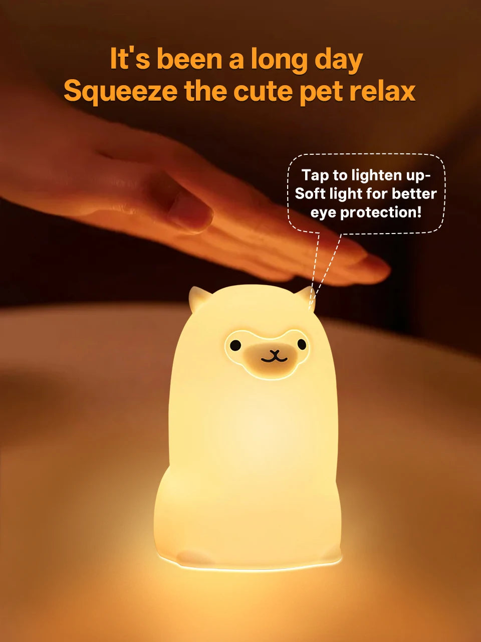 Cute Pear Night Light 7-Color Dimmable Touch-Controlled Night Light Silicone Stress Reducing Pat Duck Lamp USB Rechargeable