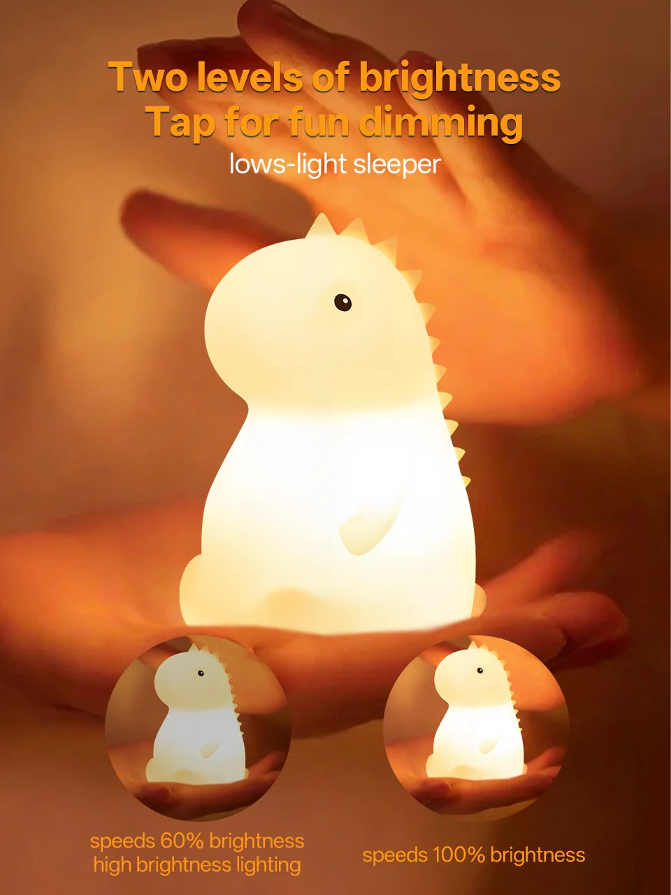 Cute Pear Night Light 7-Color Dimmable Touch-Controlled Night Light Silicone Stress Reducing Pat Duck Lamp USB Rechargeable