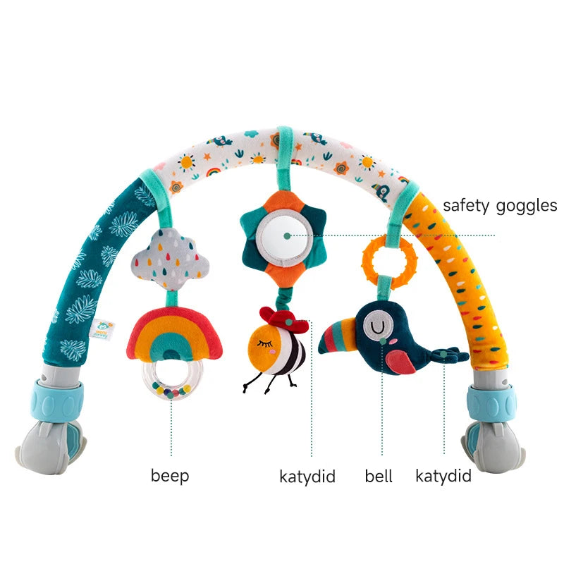 Baby Stroller Arch Toys Adjustable Clip Crib Mobile Hanging Bed Bell Baby Rattle Toy Sensory Development Baby Activity Arch Toys