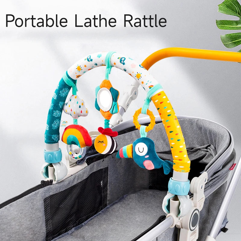 Baby Stroller Arch Toys Adjustable Clip Crib Mobile Hanging Bed Bell Baby Rattle Toy Sensory Development Baby Activity Arch Toys