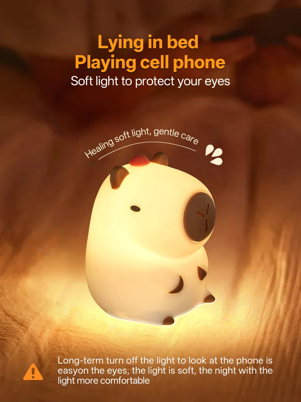 Cute Pear Night Light 7-Color Dimmable Touch-Controlled Night Light Silicone Stress Reducing Pat Duck Lamp USB Rechargeable