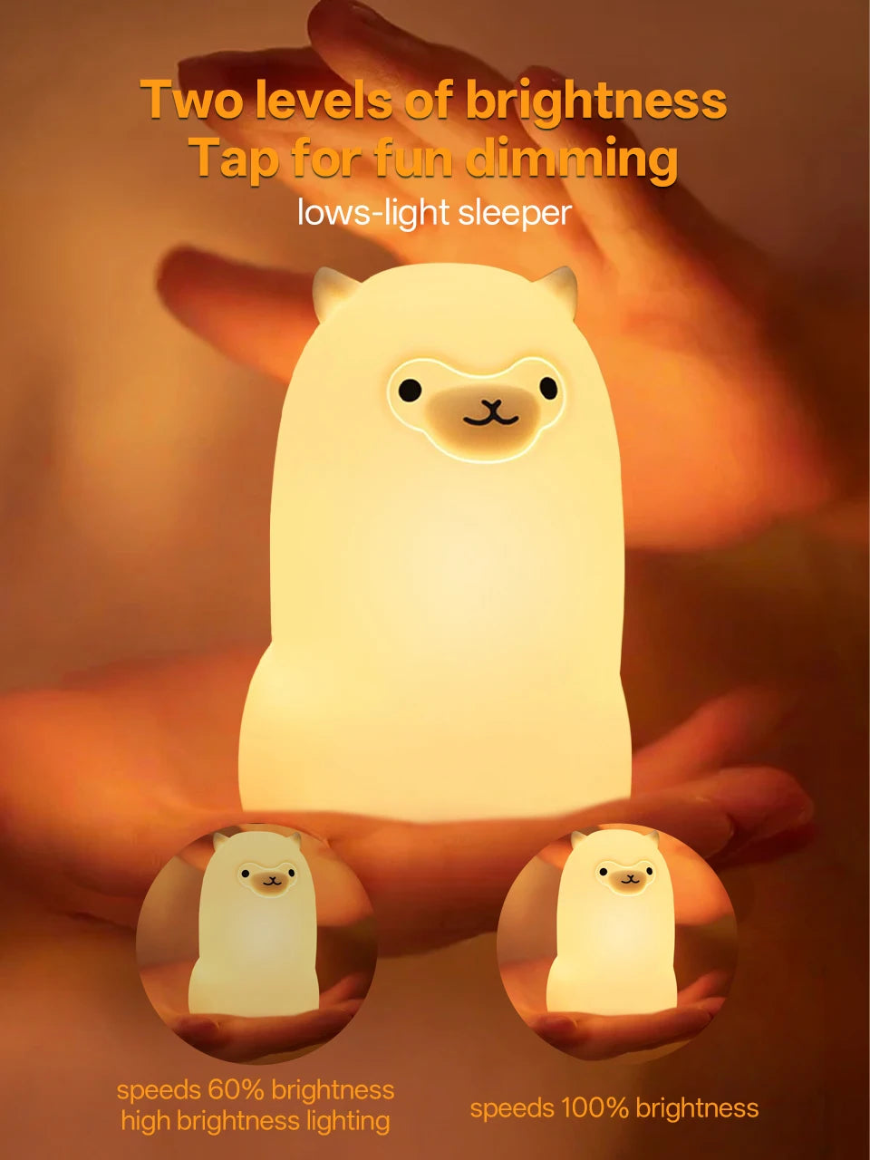 Cute Pear Night Light 7-Color Dimmable Touch-Controlled Night Light Silicone Stress Reducing Pat Duck Lamp USB Rechargeable