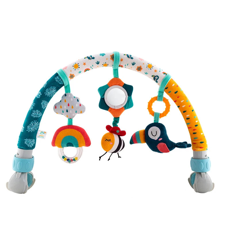 Baby Stroller Arch Toys Adjustable Clip Crib Mobile Hanging Bed Bell Baby Rattle Toy Sensory Development Baby Activity Arch Toys