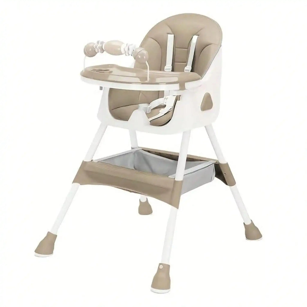 Foldable Baby High Chair (6+ Months): Large Anti-Slip Pad, Toy Rack & Easy-to-Clean Feeding Design – Model E500