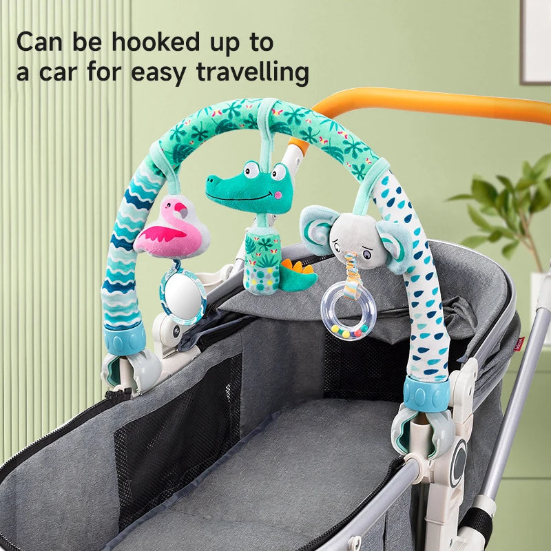 Baby Stroller Arch Toys Adjustable Clip Crib Mobile Hanging Bed Bell Baby Rattle Toy Sensory Development Baby Activity Arch Toys