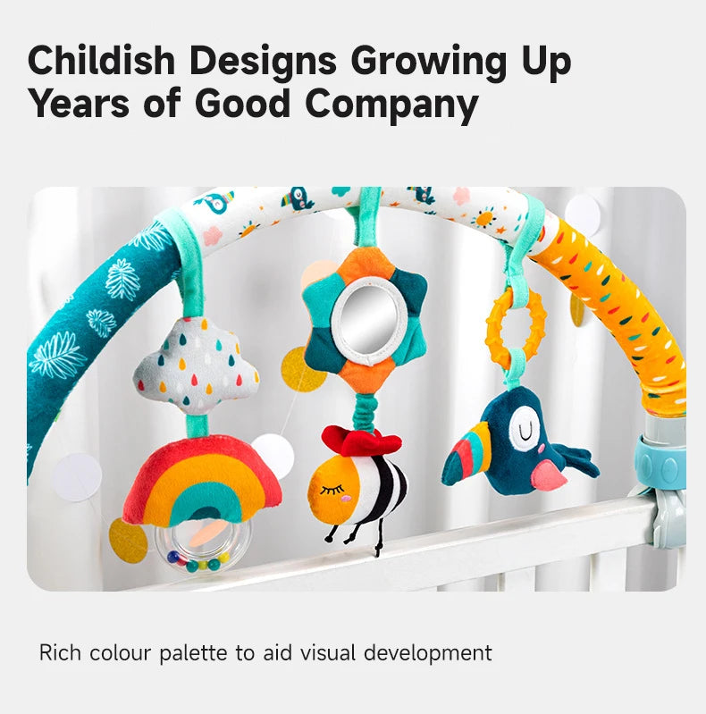 Baby Stroller Arch Toys Adjustable Clip Crib Mobile Hanging Bed Bell Baby Rattle Toy Sensory Development Baby Activity Arch Toys
