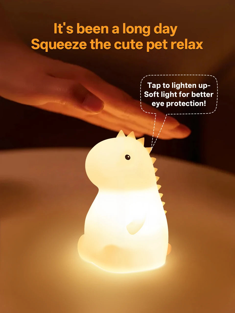 Cute Pear Night Light 7-Color Dimmable Touch-Controlled Night Light Silicone Stress Reducing Pat Duck Lamp USB Rechargeable