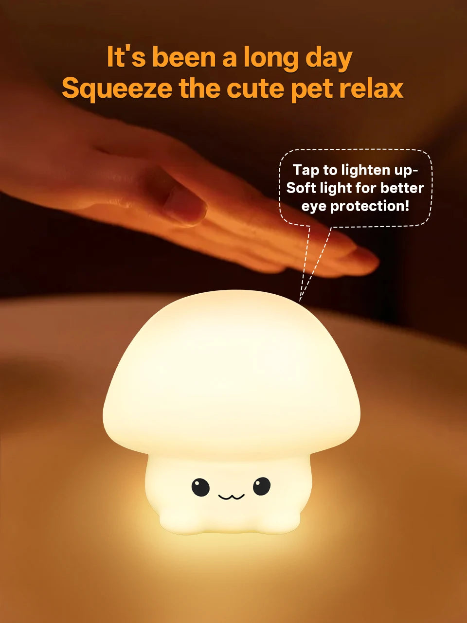 Cute Pear Night Light 7-Color Dimmable Touch-Controlled Night Light Silicone Stress Reducing Pat Duck Lamp USB Rechargeable