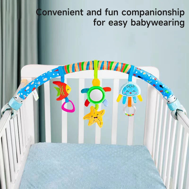 Baby Stroller Arch Toys Adjustable Clip Crib Mobile Hanging Bed Bell Baby Rattle Toy Sensory Development Baby Activity Arch Toys