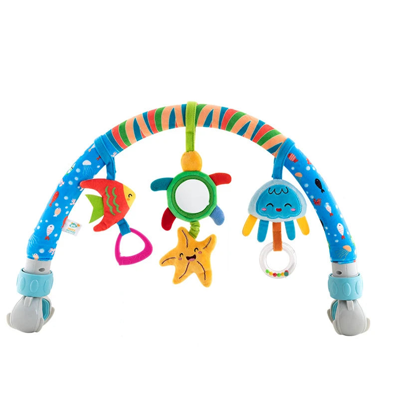 Baby Stroller Arch Toys Adjustable Clip Crib Mobile Hanging Bed Bell Baby Rattle Toy Sensory Development Baby Activity Arch Toys